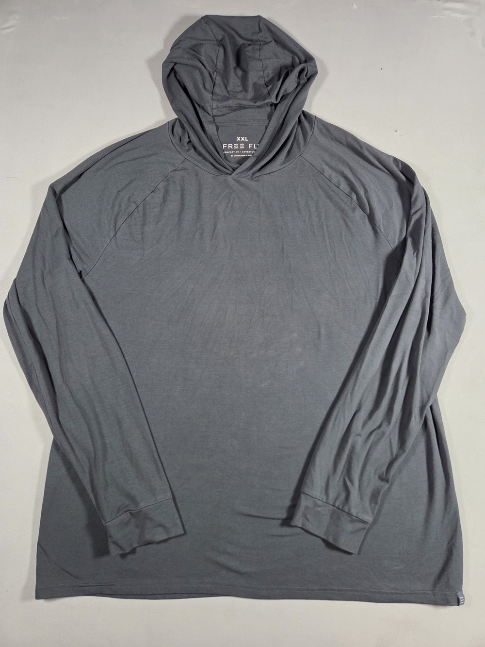 Free Fly Apparel Men's Charcoal Hooded Long Sleeve Bamboo Shirt XXL